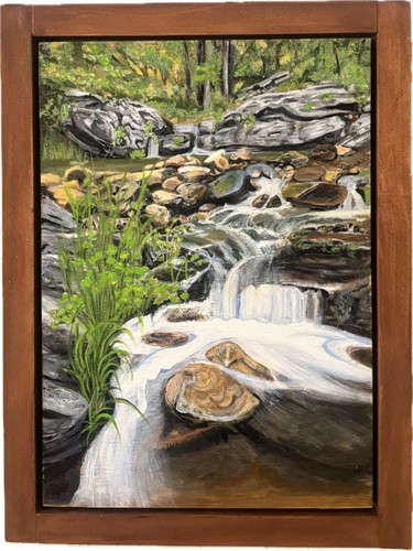Acrylic painting with wooden shadow frame