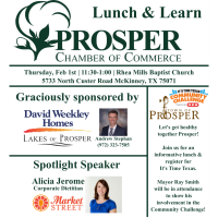 Lunch and Learn - Let's get fit, Prosper!! - Sponsored by David Weekley at the Lakes of Prosper