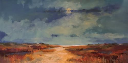 "Come October, Truro" Oil, 12 x 24 by Cape Cod artist, Elizabeth lazeren.