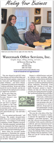 "Minding Your Business" article in The Cape Cod Chronicle (thank you, Amy T)