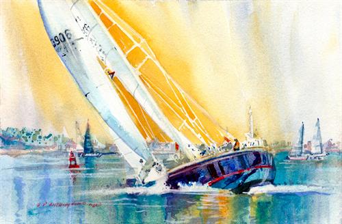 "Under Sail"/Anthony Visco/watercolor