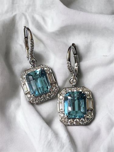 Aquamarine & Diamond Earrings