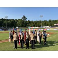 Oak Ridge High School NJROTC and Regional ROTC Students Present Colors at Smokies Stadium