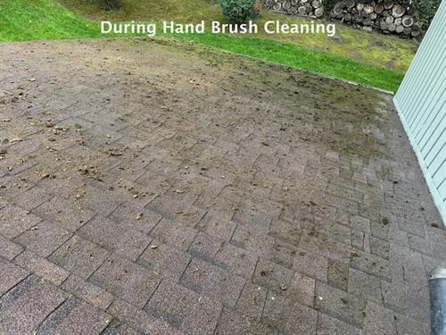 During Hand Brush Roof Cleaning