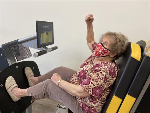 She's 92 and had a 100% strength increase! Imagine how this changed her daily life.