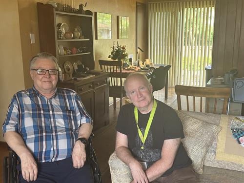 One of our wonderful caregivers and his client. One of our wonderful caregivers and his client.