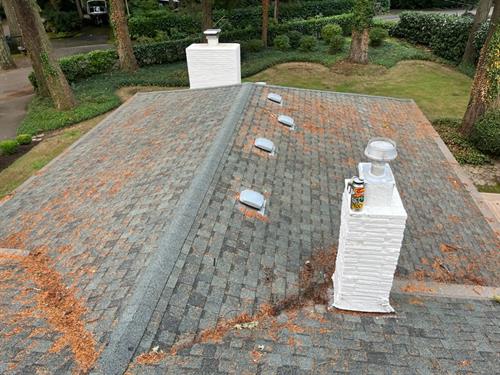 Before picture of roof cleaning job by French Roofing