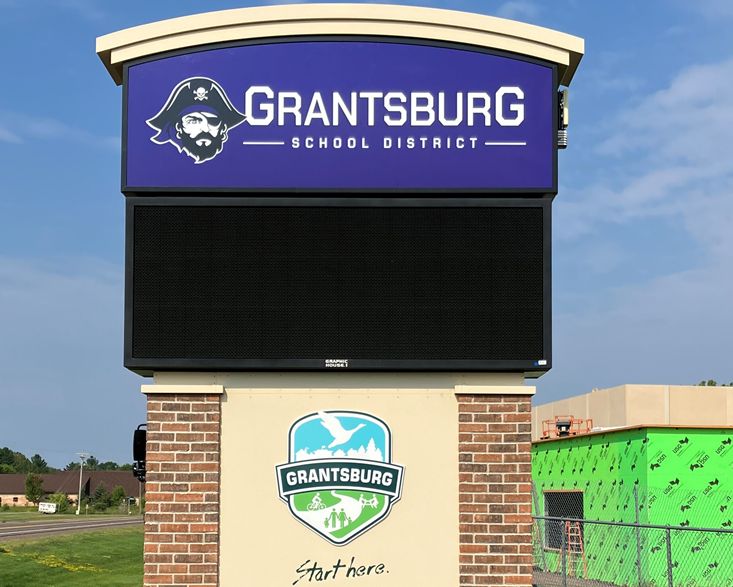 School Monument with Electronic Message Center