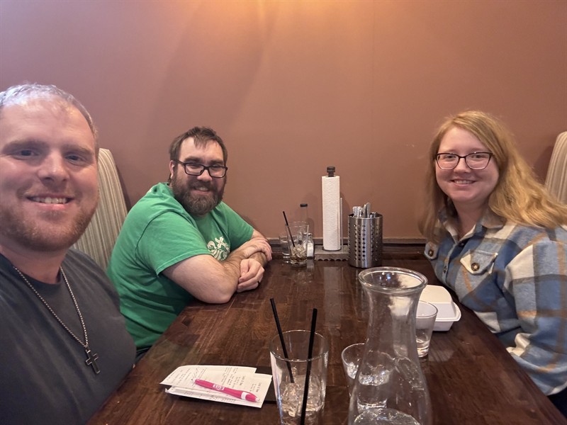 The team is out for lunch at Lock and Dam