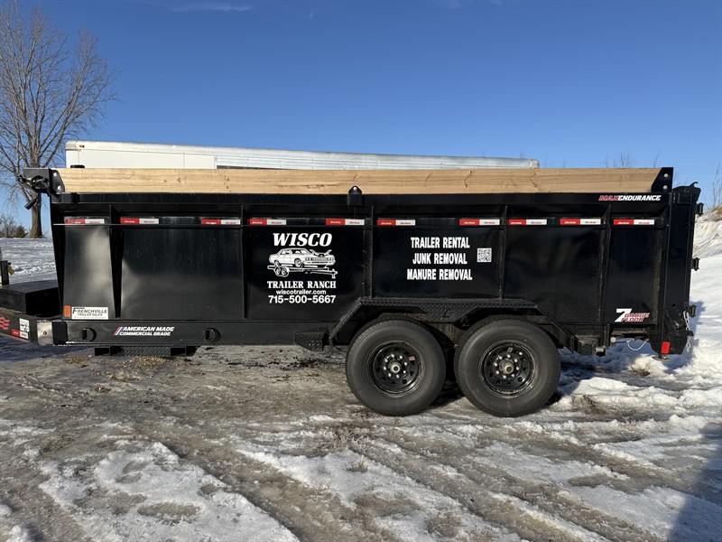 16' dump trailer for rent & used for junk and manure removal.