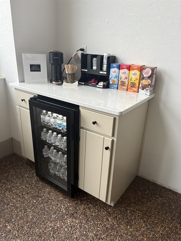 Our beverage area for clients to grab a refreshment. 