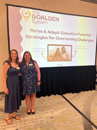 Kate Wade & Krissy Metzler preparing for an Executive Function Workshop.