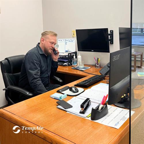 Our Vice President taking emergency calls during an ice storm. Our Vice President taking emergency calls during an ice storm.