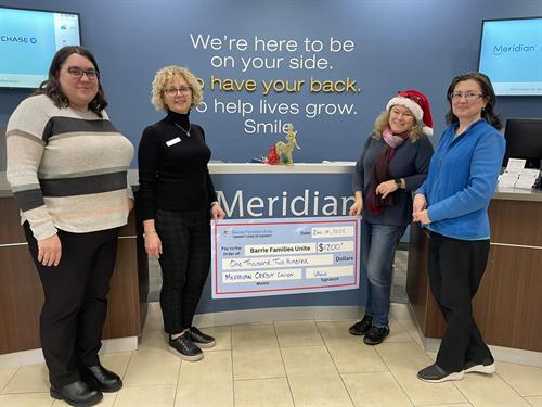 Thank you to the very sweet team @Meridian Credit Union (Big Bay Point) for this amazing donation to BFU ??!! Your support will go a long way to helping many households in our community!