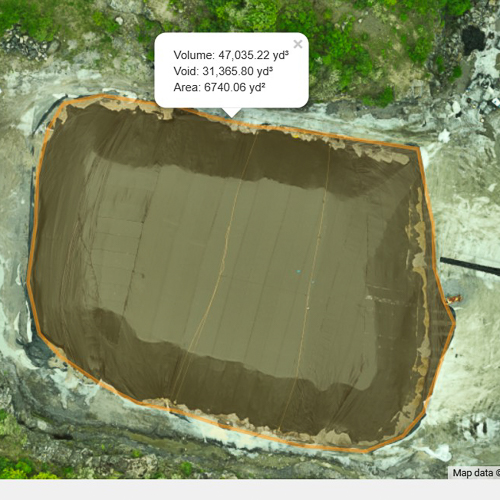 Orthomosaic mapping with Mavic 3E allows for stock pile calculations.