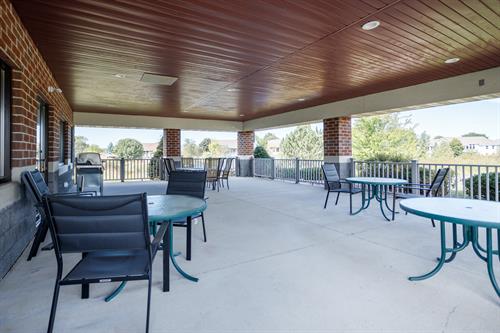 We have a large covered patio with beautiful views for outdoor meetings and events