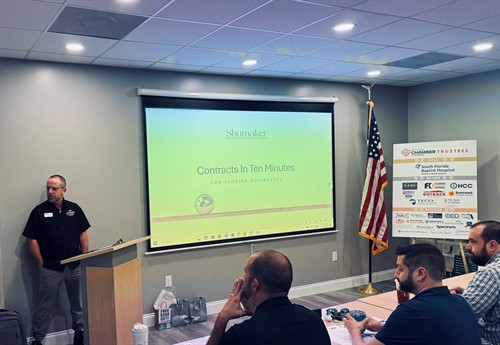 Shumaker presenting at a Connect and Grow meeting.