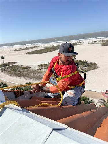 Tile repair on beach front property