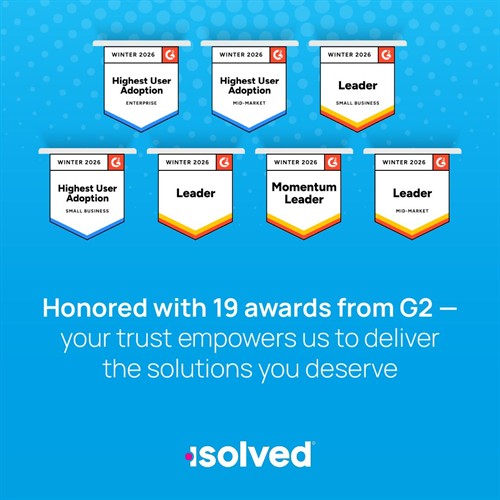 19 G2 Awards- Recognizing isolved as a Leader in the market 