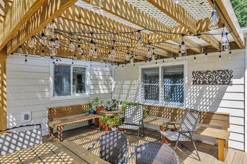 Timber Tech composite deck with trellis. 