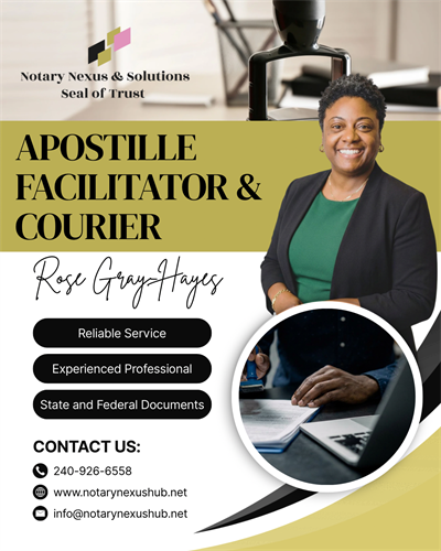 Apostille Facilitator & Courier in Maryland | Notary Nexus & Solutions Seal of Trust | Waldorf, MD