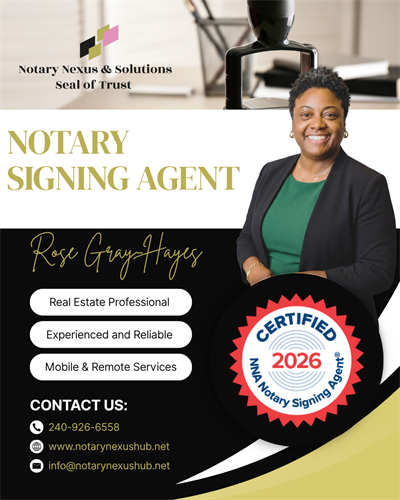 Real Estate Loan Notary, Notary Signing Agent in Maryland | Notary Nexus & Solutions Seal of Trust | Waldorf, MD