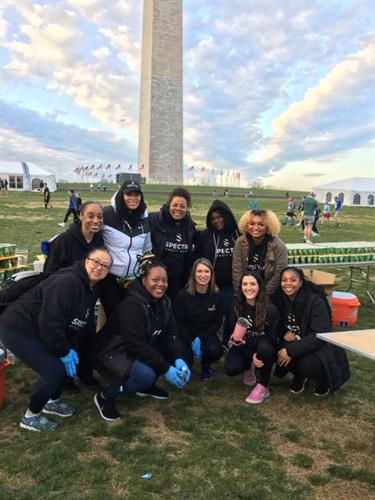 All smiles and bright faces while volunteering at the 2022 Credit Union Cherry Blossom 10 Mile event! 