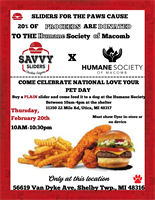 Humane Society of Macomb Sliders for the Paws at Savvy Sliders (56619 Van Dyke Ave in Shelby)