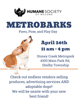 MetroBarks Paws, Pose and Play Day with the Humane Society of Macomb