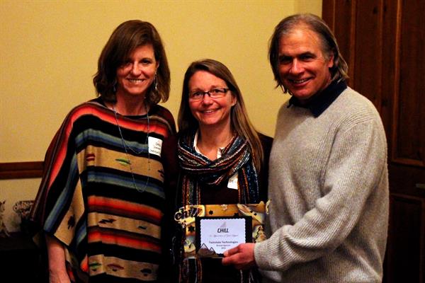 CEO Devi Momot Presented with Chill Recognition by Donna Carpenter and Jake Burton