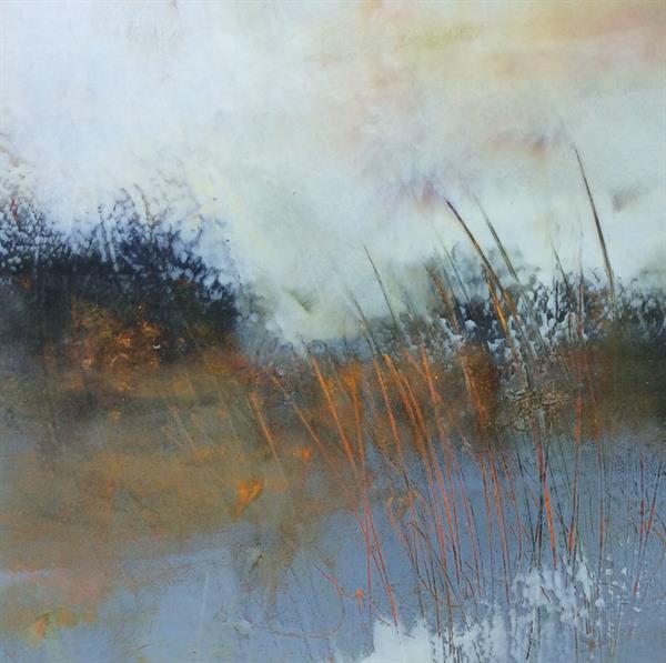 Wintry Marsh, Oil & Cold Wax by Lynn Krumholz