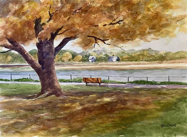 Swazey Parkway, watercolor by Bill Childs