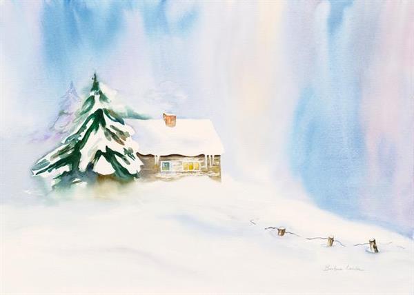 Snowbound, watercolor by Barbara London