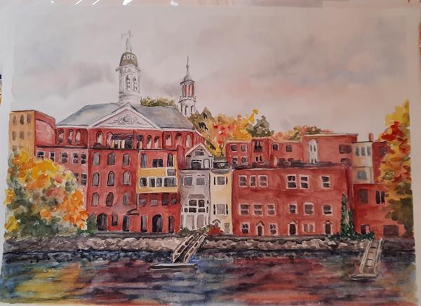 Exeter by the River, watercolor by Carol Poitras