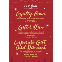 110 Grill - Holiday Gift Card Promotion