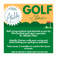 Golf Swing Analysis and Physical Screen by TPI-Certified Golf Injury Specialist offered by Dr. Natalie Tilton of Ability Allies