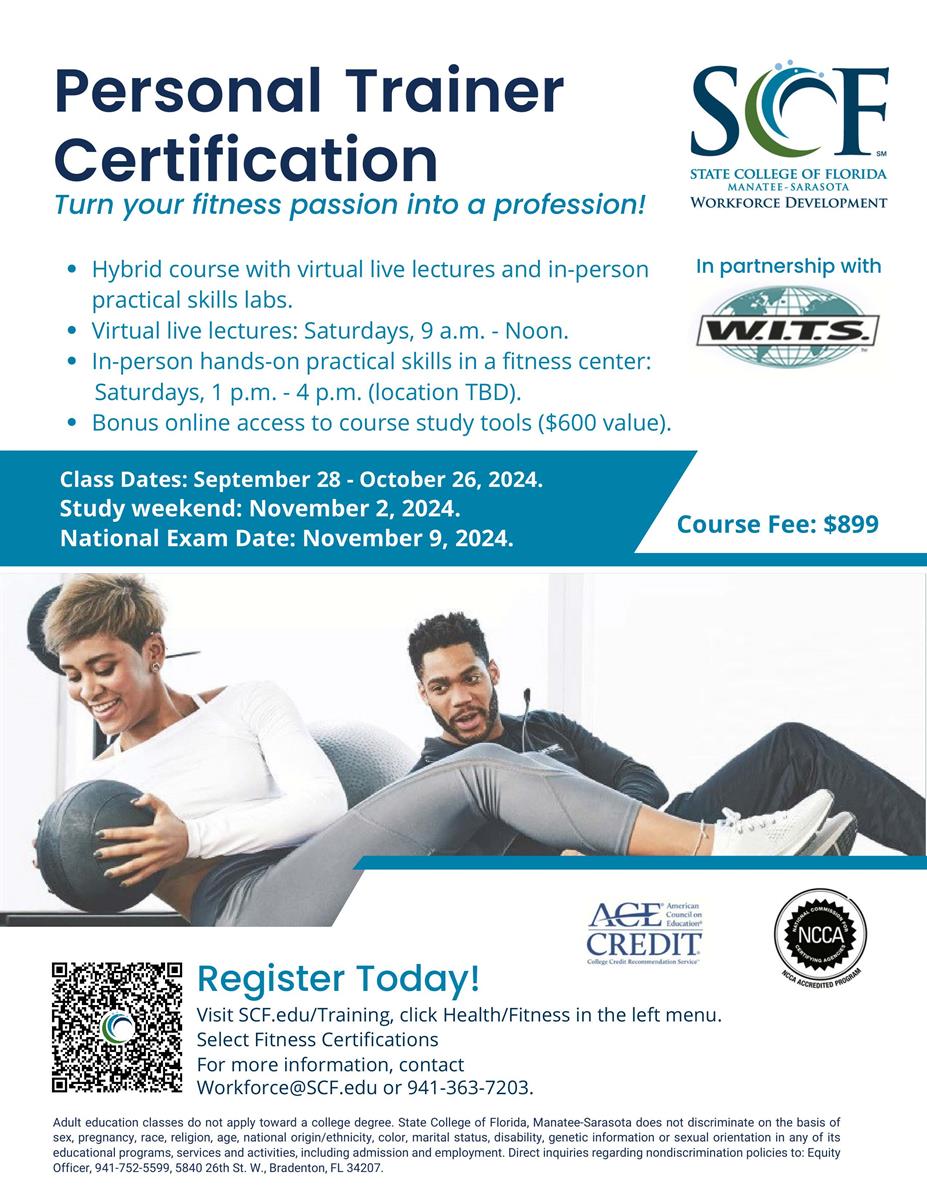 CERTIFIED PERSONAL TRAINER (HYBRID) with SCF - Nov 9, 2024 - Manatee  Chamber of Commerce