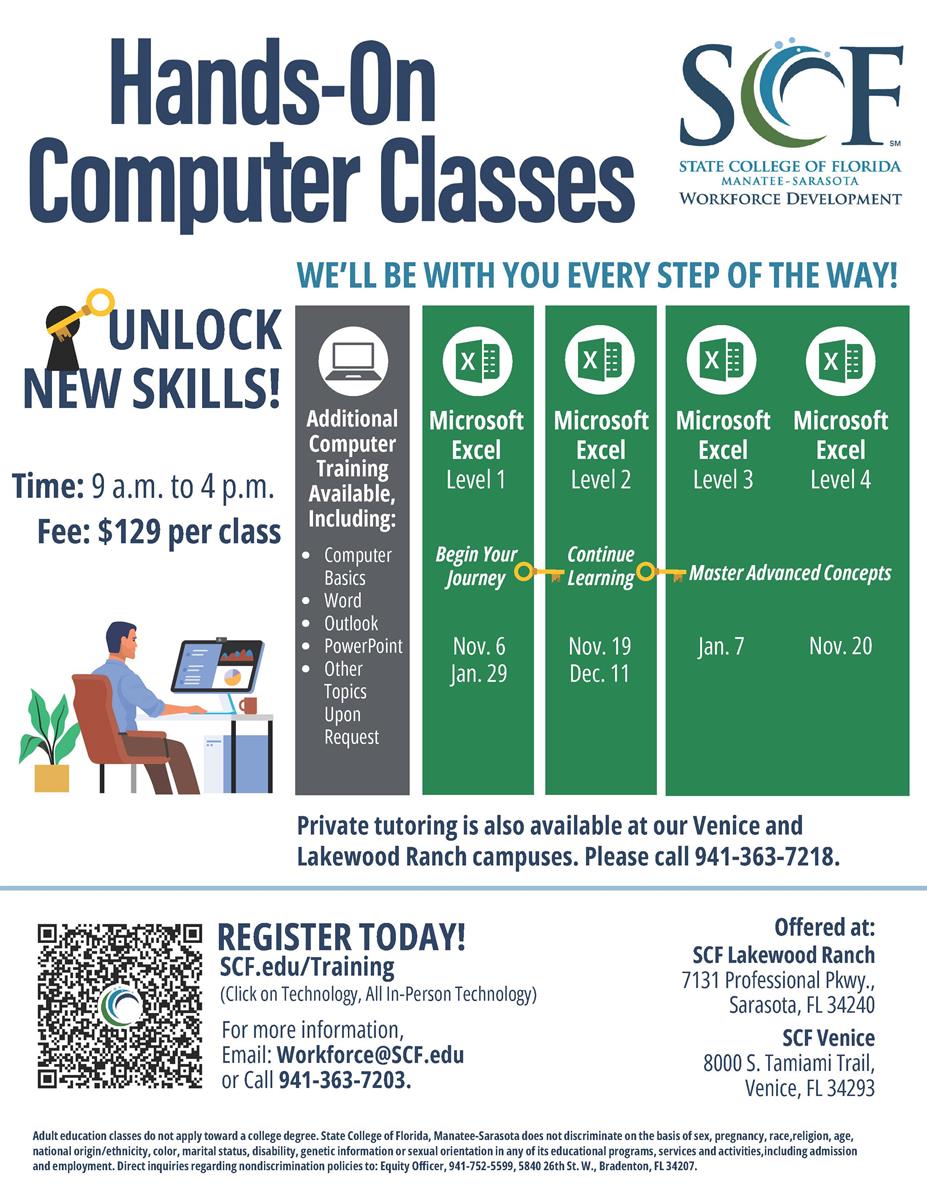 EXCEL LEVEL 2 HANDS ON CLASSES at SCF VENICE Dec 11, 2024