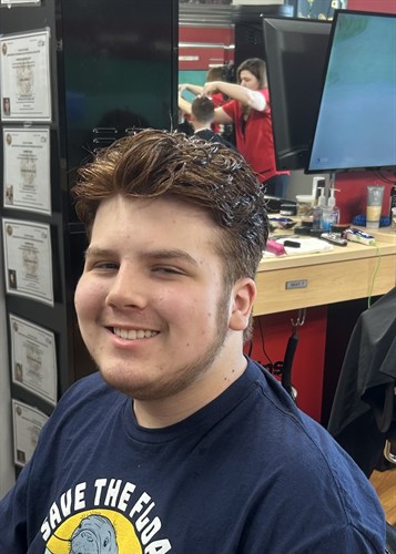 Precision haircut: scissor cut, low disconnect taper. Sport Clips Haircuts. Walk in or online.