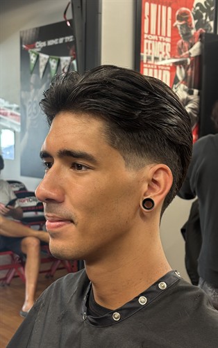 Precision haircut: scissor cut, low disconnect taper. Sport Clips Haircuts. Walk in or online.