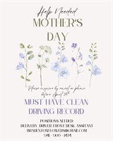 Mother's Day Delivery & Front Desk Help