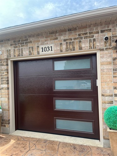 Single Garage Door - Chocolate Brown - Frosted Windows
