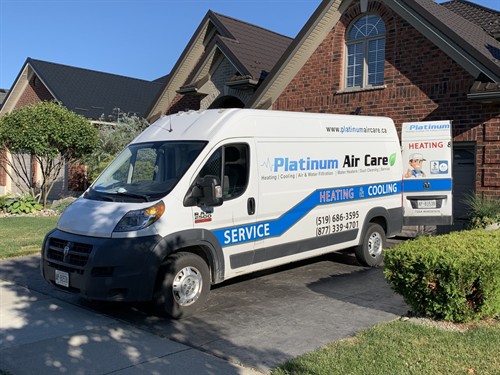 Platinum Air Care service vehicle providing in-home air, water, and HVAC services across Ontario.