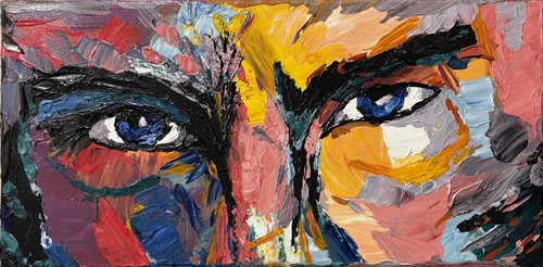 An acrylic palette knife painting of Steve