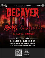 Decayer, Bears, Catacombs, No Warning Shots + The Relative Minimum LIVE at Club Car Bar