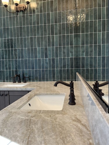 Taj Mahal Quarzite vanity