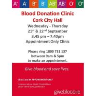 Irish Blood Transfusion Service Blood Donatiohn Clinic- Cork City Hall 11th May