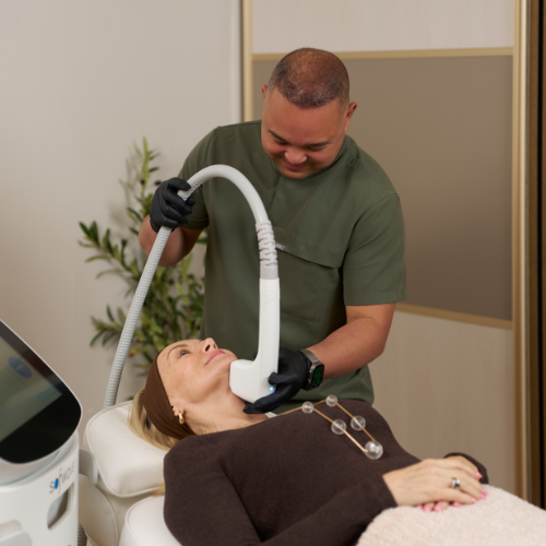 Gentle, high-frequency ultrasound that works beneath the surface to calm, repair and strengthen the skin — no needles, no downtime. One of the few clinics in Ireland offering this technology.