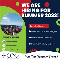 Cork English College are recruiting for a number of Summer positions!