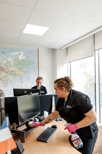 Anna maintaining and polishing commercial offices in Cork